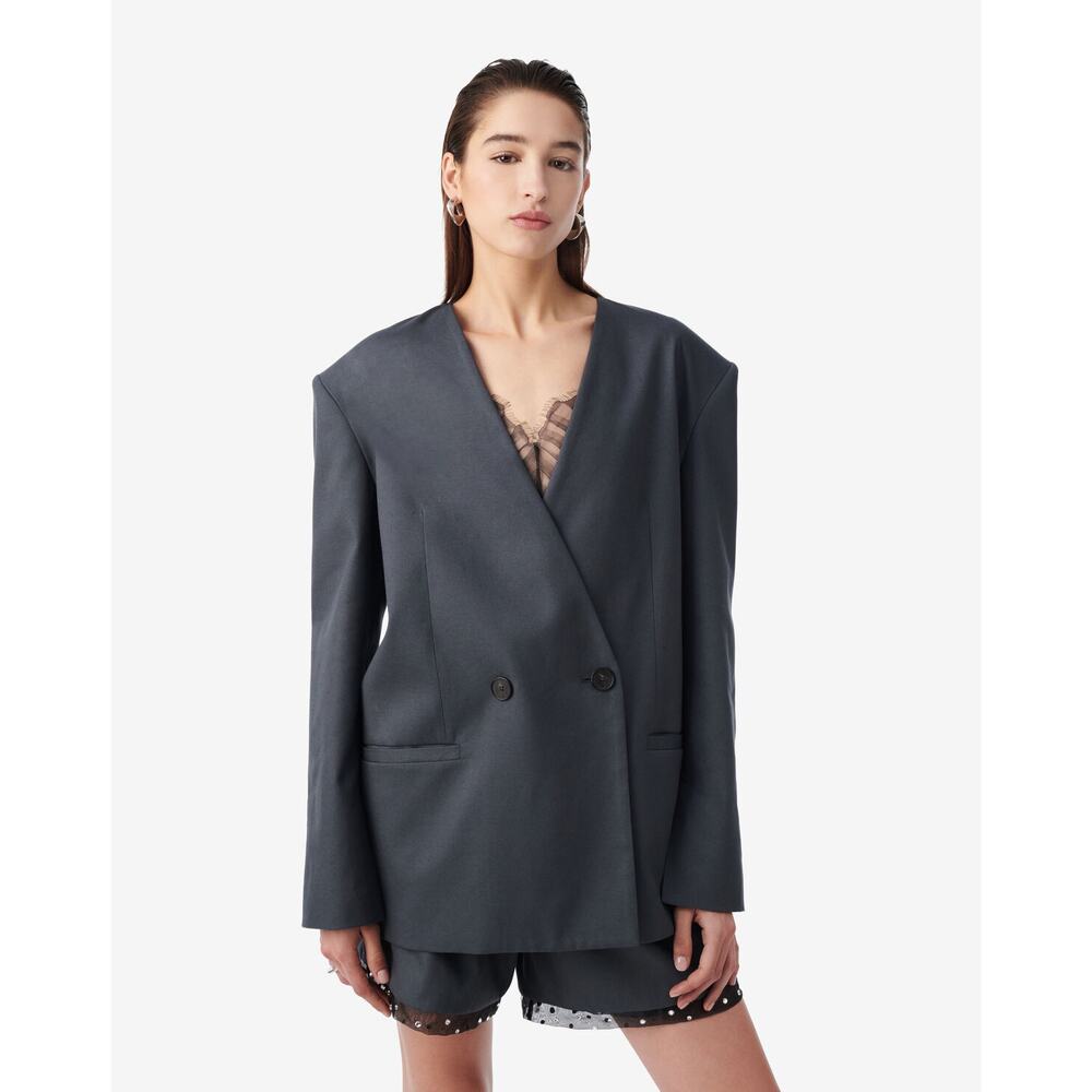 John Meyer of Norwich Double-Breasted Blazer Jacket  Grey -‎ Size 12